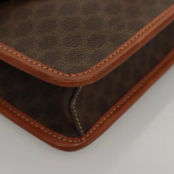 CELINE Macadam Canvas Shoulder Bag PVC Leather Brown Gold - Picture 7 of 14